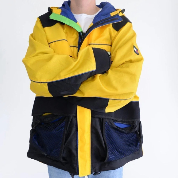 Tommy Hilfiger Vintage Y2K Yellow Ski Windbreaker Jacket ~Yellow ~Xlarge - Picture 3 of 16